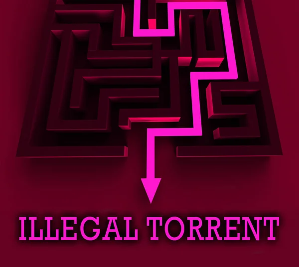 Illegal Torrent Unlawful Data Download Rendering Shows Data Streaming Banned — Stock Photo, Image