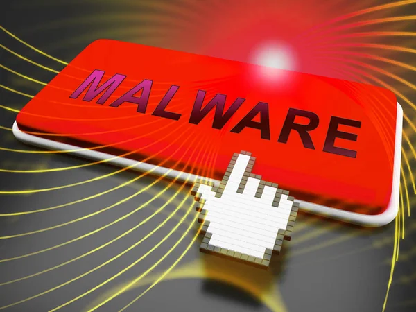 Oszust Malware Ochrony Tarcza Bezpieczeństwa Renderowania Pokazuje Chroniony Online Zabezpieczenie — Zdjęcie stockowe