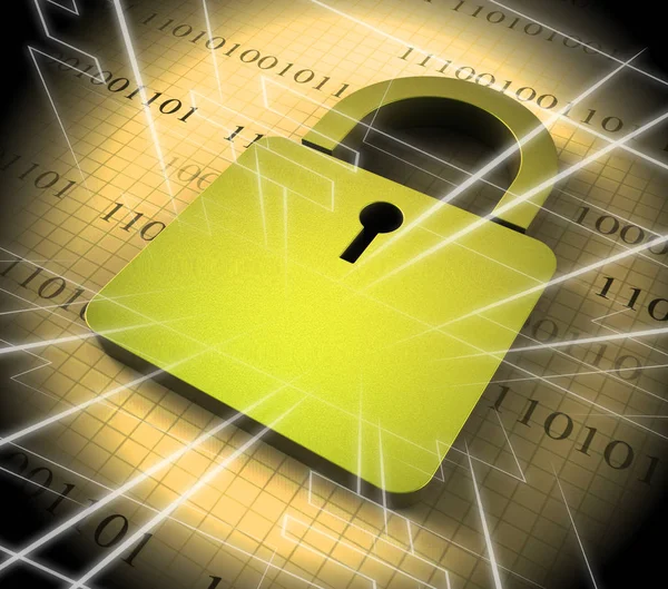 Cybersecurity Concept Digital Cyber Security Rendering Muestra Símbolo Conceptual Internet — Foto de Stock