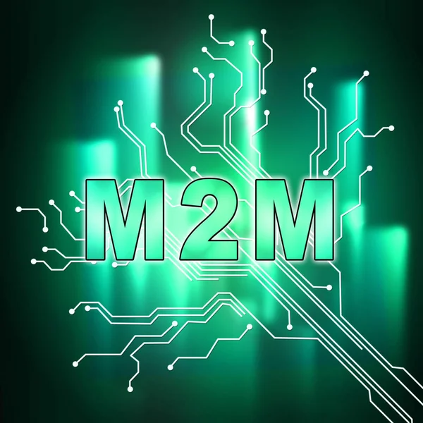 M2M Machine Connectivity Cooperation Illustration Shows Interconnected Communication Networking Linked — Stock Photo, Image