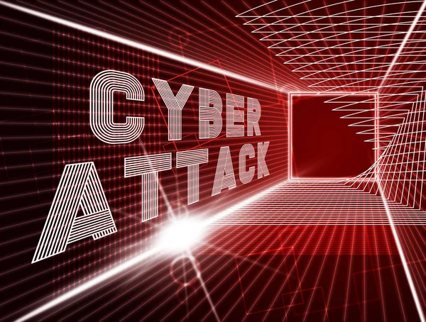 Cyberattack Malicious Cyber Hack Attack Illustration Shows Internet Spyware Hacker — Stock Photo, Image