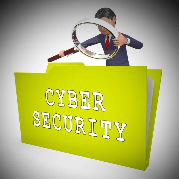 Cybersecurity Business Cyber Security Manager Rendering Zeigt Management Von Computernetzwerken — Stockfoto