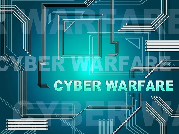 Wojna Cybernetyczna Digital Zbrojnego Ataku Nadzoru Ilustracji Pokazano Obraźliwe Cyber — Zdjęcie stockowe