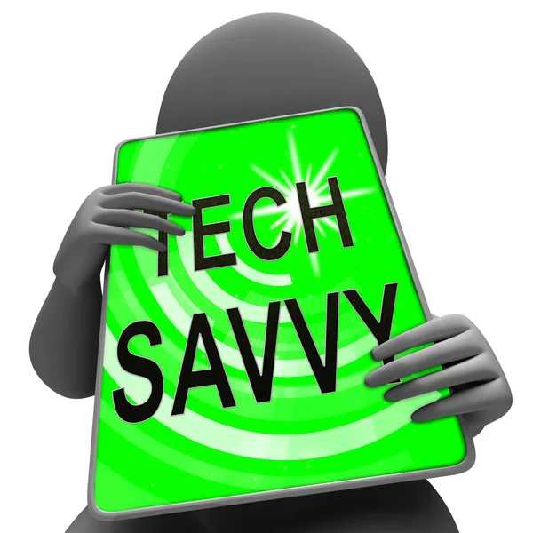 Tech Savvy Digital Computer Expert Rendering Means Hitech Smart Professional — Stock Photo, Image