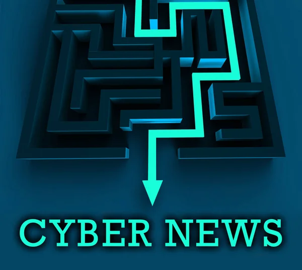 Cyber News Breaking Digital Headlines Rendering Shows Internet Media Report — Stock Photo, Image