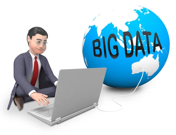 Big Data Globe Worldwide Computing Rendering Shows World Network Communication — Stock Photo, Image