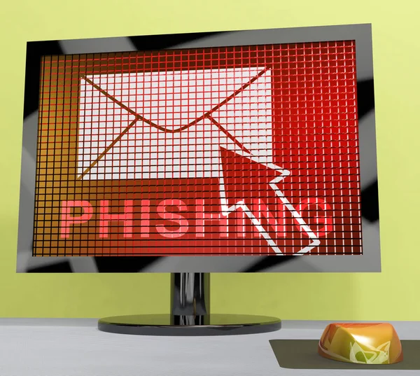 Phishing Mail Internet Threat Protection Rendering Shows Caution Email Phish — Stock Photo, Image