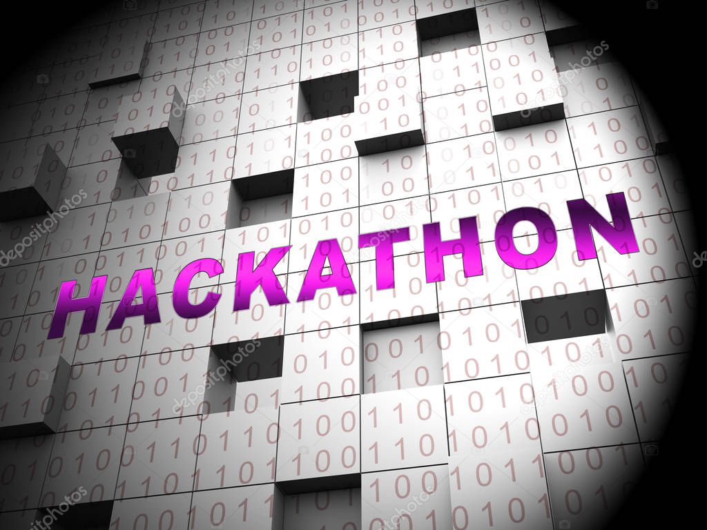 Hackathon Code Malicious Software Hack 3d Rendering Shows Cybercrime Coder Convention Against Threats Or spyware Viruses
