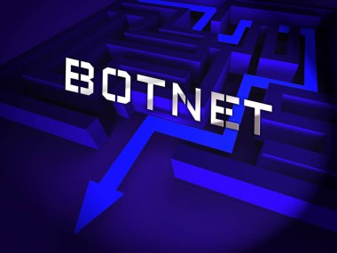 Botnet yasadışı aldatmaca ağ dolandırıcılık 3d render gösterir bilgisayar Risk siber suçlar kesmek ve casus yazılım Gizlilik