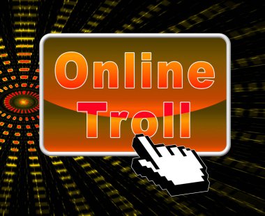 Online kaba alaycı tehdit Troll 2d çizimde gösterilmektedir siber kabadayı taktikleri Cyber yırtıcı Trolling tarafından