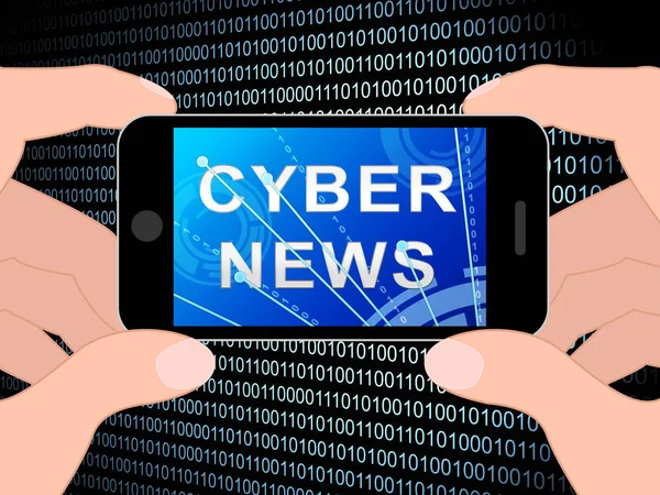 Cyber News Breaking Digital Headlines Illustration Shows Internet Media Report — Stock Photo, Image