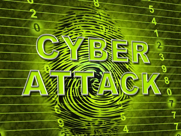 Cyberattack Malicious Cyber Hack Attack Ilustración Muestra Advertencia Hacker Spyware — Foto de Stock