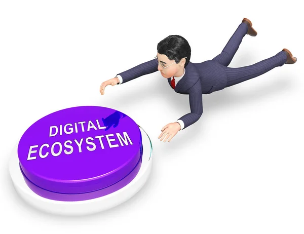 Digital Eco System Data Interaction Rendering Shows Internet Ecosystem Structure — Stock Photo, Image