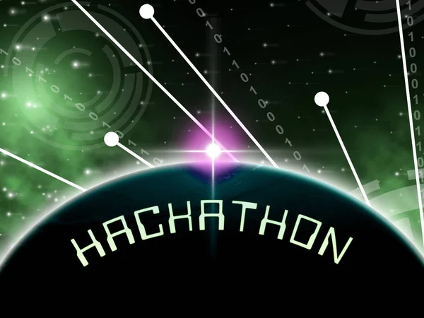 Hackathon Code Bösartige Software Hack Illustration Zeigt Cybercrime Coder Konvention — Stockfoto