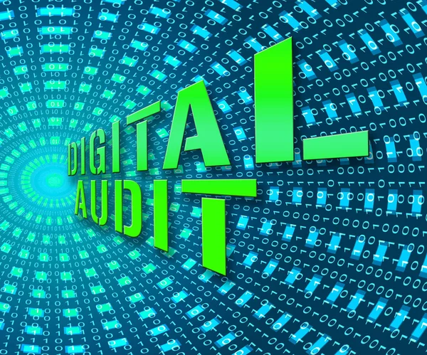 Digital Audit Cyber Network Examination Illustration Shows Analysis Auditor Digital — Stock Photo, Image