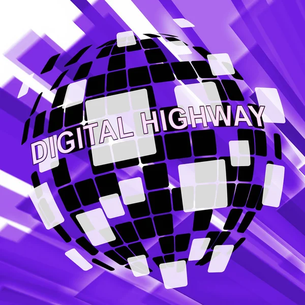 Digital Highway Sign Virtual Roadway Illustration Shows Website Traffic Urban — Stock Photo, Image