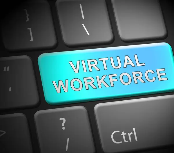 Virtual Workforce Offshore Employee Hiring Illustration Means Recruiting Talent Staff — Stock Photo, Image