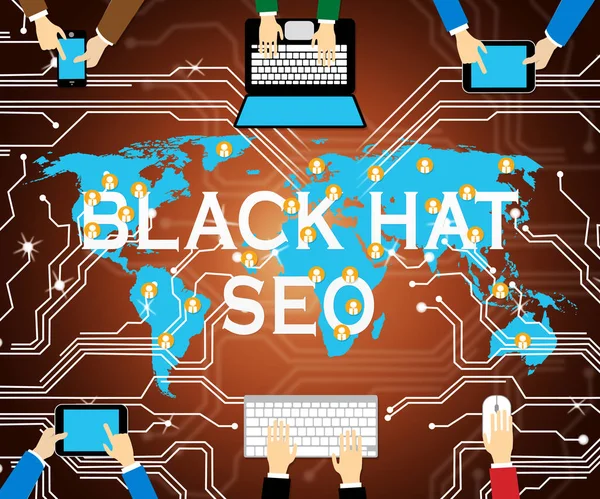 Negro Sombrero Seo Optimización Del Sitio Web Ilustración Muestra Marketing — Foto de Stock