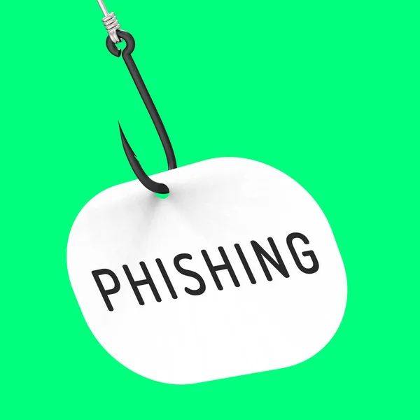 Phishing Hook Identity Crime Alert Rendering Shows Email Phish Crime — Stock Photo, Image