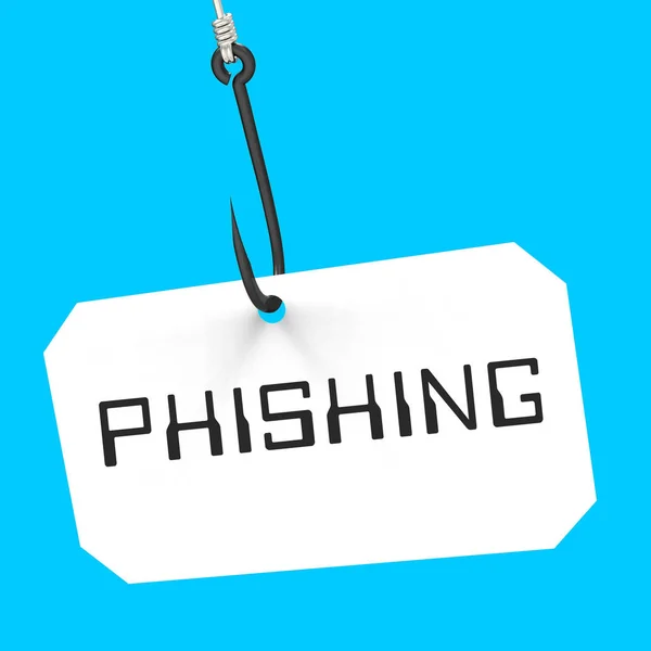 Phishing Hook Identity Crime Alert Rendering Shows Email Phish Crime — Stock Photo, Image
