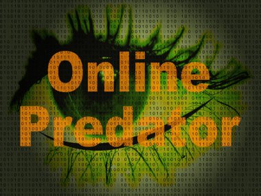 Bilinmeyen kurban karşı takip online yırtıcı hayvan 2d çizimde gösterilmektedir Cyberstalking suçluların kötüye gençleri üzerinde