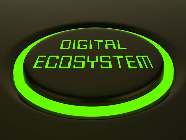 Cyfrowy System Eco Danych Interakcji Renderowania Pokazuje Strukturę Ekosystemu Internetowego — Zdjęcie stockowe