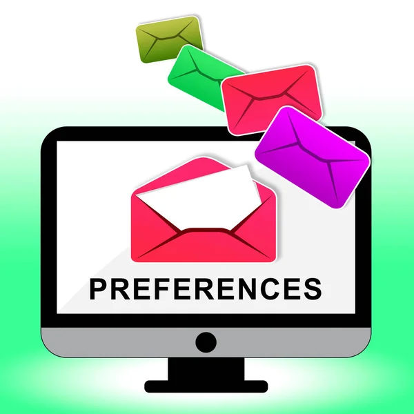 电子邮件首选项邮箱配置文件设置3D 图示显示选择要接收或阻止电子邮件的配置 — 图库照片