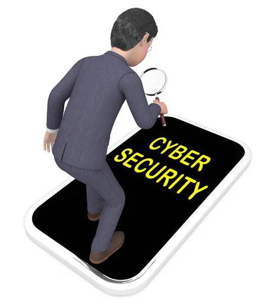 Cyber Security Professional Smart Shield Rendering Shows Cybercrime Safety Businessman — Stock Photo, Image