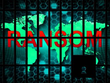 Fidye bilgisayar Hacker veri gasp 3d gösterilmiştir Ransomware saldırı bilgisayar veri ve şantaj için kullanılan