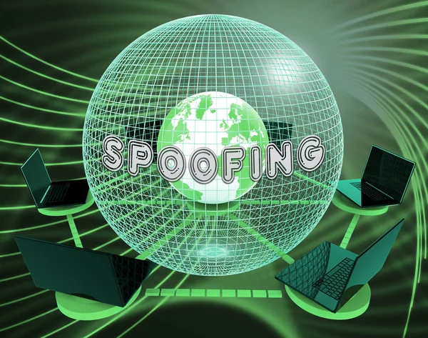 Spoofing Attack Cyber Crime Hoax Rendering Means Website Spoof Threat — Stock Photo, Image