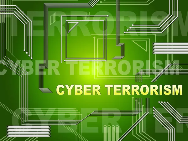 Cyber Terrorism Online Terrorist Crime Illustration Muestra Extremistas Criminales Una — Foto de Stock