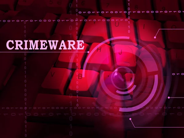 Crimeware Digital Cyber Hacka Utnyttja Illustration Visar Databrott Och Digitala — Stockfoto