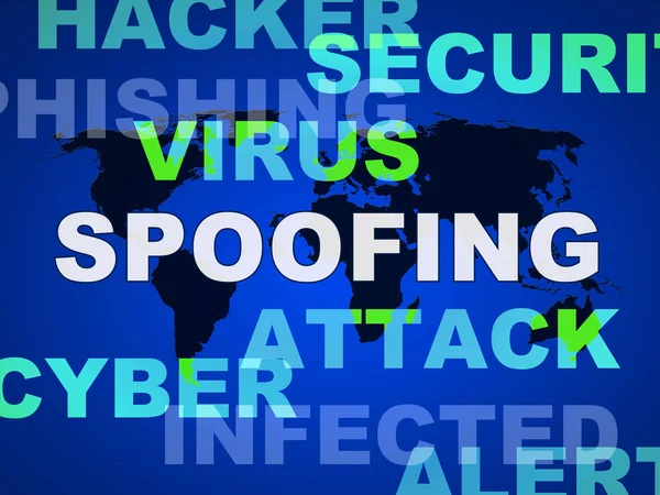 Spoofing Attack Кіберзлочинність Hoax Ілюстрація Означає Веб Сайт Spoof Threat — стокове фото
