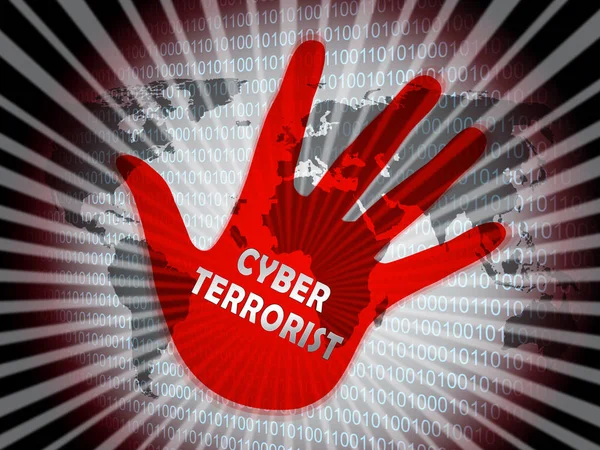 Ciberterrorismo Extremismo Alerta Hackeo Ilustración Muestra Violación Computadoras Usando Espionaje — Foto de Stock