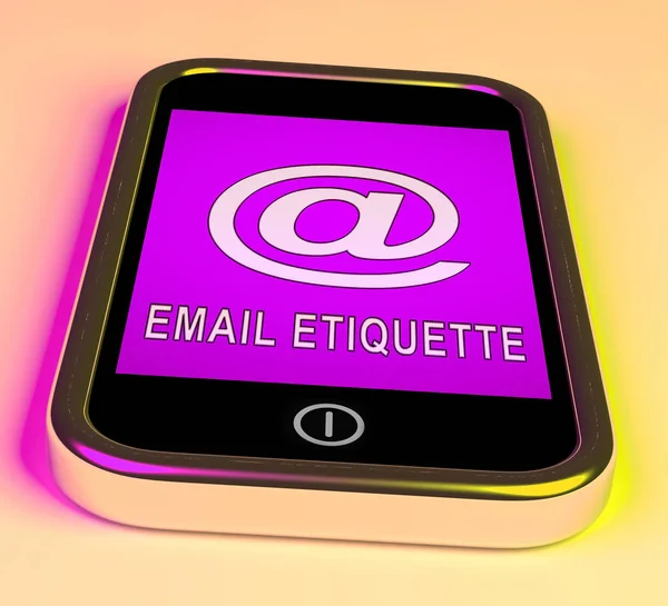 电子邮件礼仪电子信息规则3D 渲染显示适当的电子邮件礼貌的信函发送促销 — 图库照片