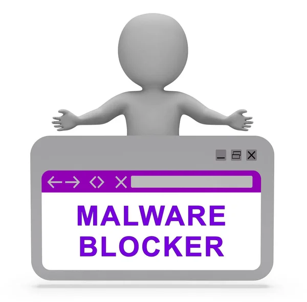 Malware Blocker Website Trojaner Schutz Rendering Zeigt Sicherheit Gegen Lästige — Stockfoto