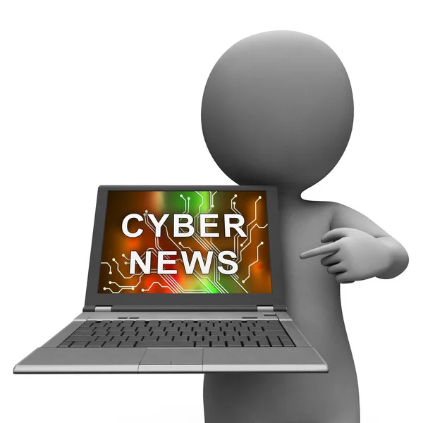 Cyber News Rompere Titoli Digitali Illustrazione Mostra Internet Media Report — Foto Stock