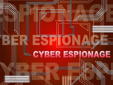 Ticari veri veya iş sırları Online hırsızlık siber casusluk suç siber saldırı 2d çizimde gösterilmektedir