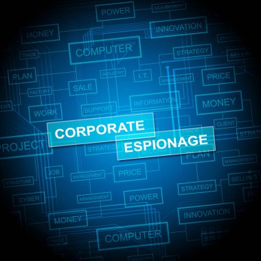 Ticari iş dolandırıcılık veya profesyonel hırsız tehdit kurumsal casusluk gizli Cyber 2D çizimde kesmek gösterir