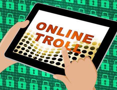 Online kaba alaycı tehdit Troll 3d gösterilmiştir siber kabadayı taktikleri Cyber yırtıcı Trolling tarafından