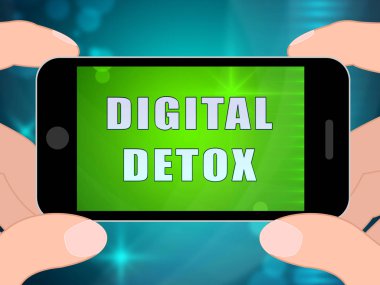 Dijital detoks dijital Gadget temiz bir Smartphone Internet veya dizüstü bilgisayar kullanarak 2d çizimde gösterir rehabilitasyon