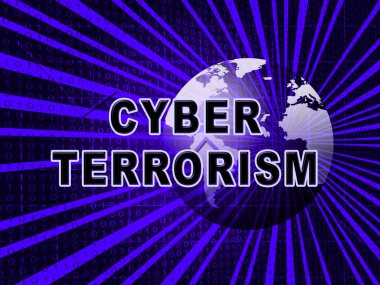 Siber terörizm Online terörist suç 3d çizim casusluk ve şantaj kullanarak sanal bir savaşta suç aşırı gösterir
