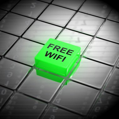 Ücretsiz Wifi her yerde kapsama kablosuz etkin noktaları internette gezinmek için kablosuz bağlantı 3d render gösterir