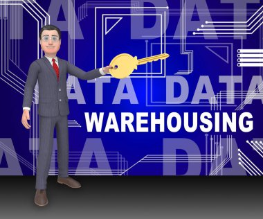 Veri Datacenter kaynaklar depolama depo 3d render gösterir depo yönetimi ve depolama organizasyon