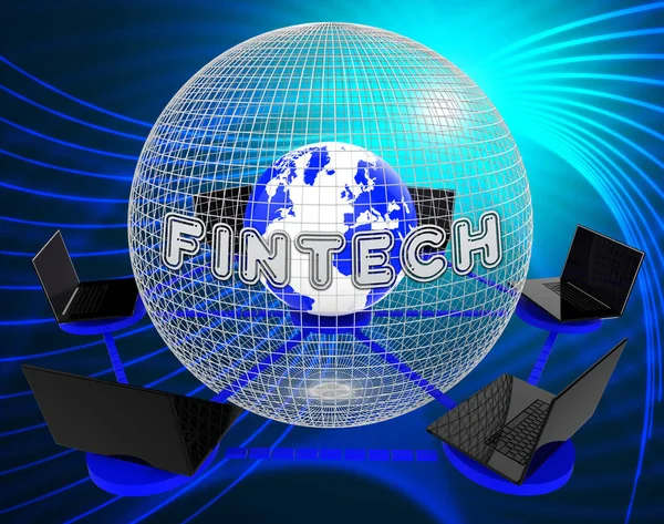 Fin Tech Finansiella Teknik Business Illustration Visar P2P Nätverk Finansiera — Stockfoto
