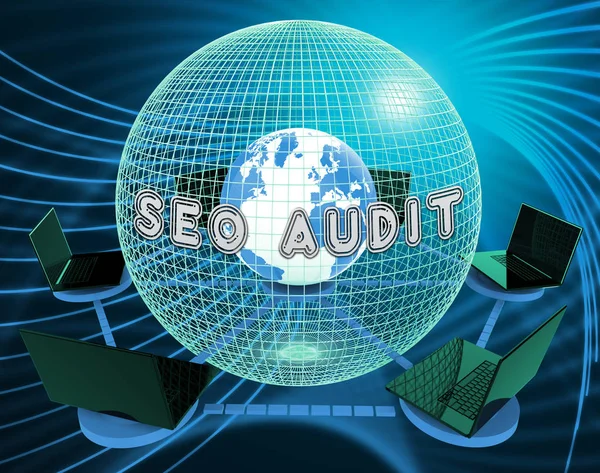 Seo Audit Website Ranking Assessment Rendering Shows Search Engine Optimization — Stock Photo, Image