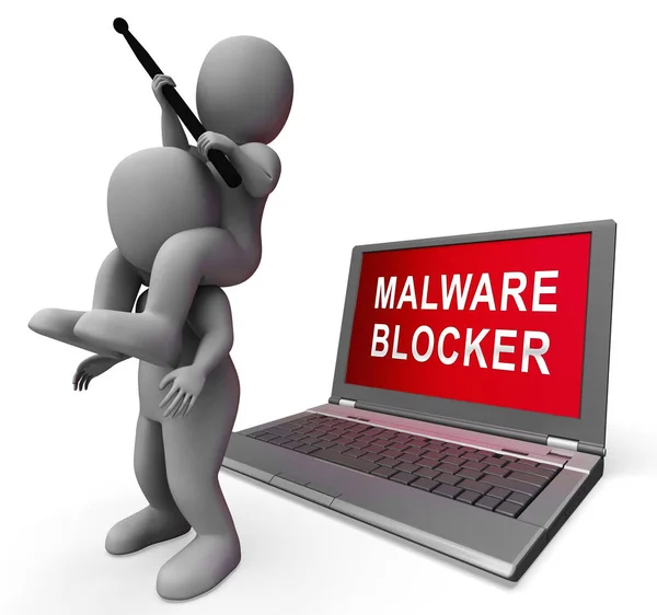 Malware Blocker Website Trojan Protection Rendering Shows Safety Annoying Malicious — Stock Photo, Image