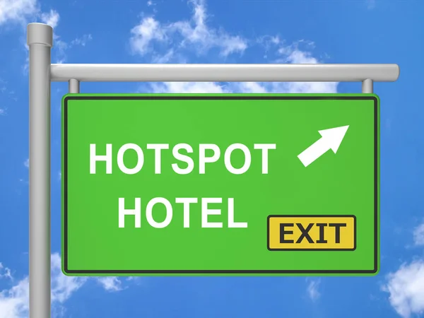 Hotspot Hotel Online Accomodation Wifi Illustration Shows Internet Signal Tourists — Stock Photo, Image