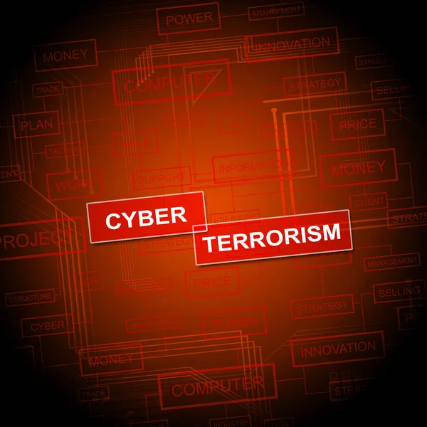 Çevrimiçi Terörizm Suçu 2d İllüstrasyon Sanal Savaş Suçlularını Casusluk ve Haraç Kullanarak Gösteriyor