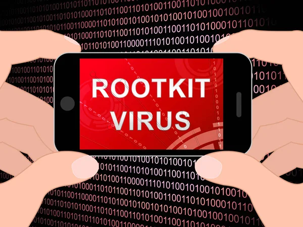 Rootkit Virus Cyber Criminal Spyware Illustration Показывает Преступное Хакерство Остановить — стоковое фото